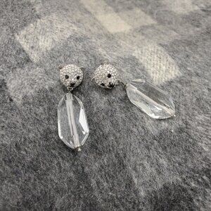 Kate Spade Arctic Friends Polar Bear Silver Clear Drop Earrings BRAND NEW